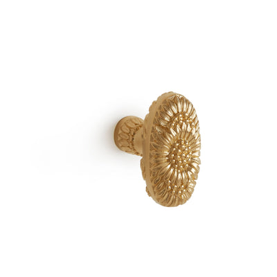 0015-2-GP Sherle Wagner International Oval Daisy Cabinet & Drawer Knob in Gold Plate metal finish