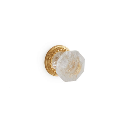 0024-1-RKCR-GP Sherle Wagner International Semiprecious Rock Crystal Diamond Cabinet & Drawer Knob in Gold Plate metal finish