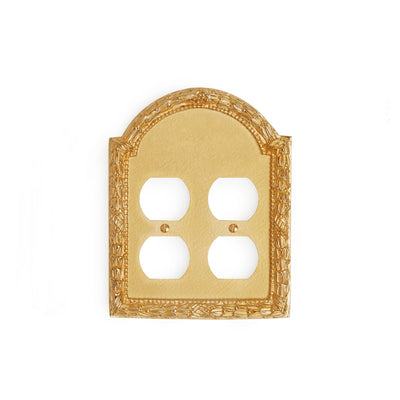 0459D-PLG-GP Sherle Wagner International Acanthus Double Duplex Plug Plate in Gold Plate metal finish