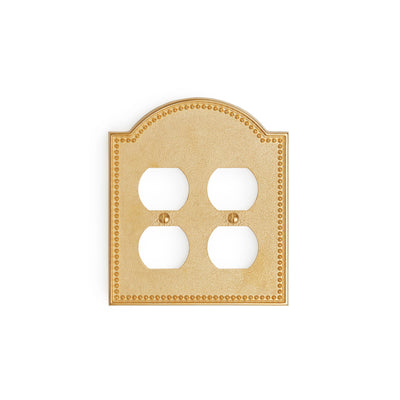 0464D-PLG-GP Sherle Wagner International Beaded Double Duplex Plug Plate in Gold Plate metal finish