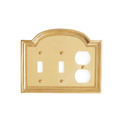 0470T-SWT-SWT-PLG-GP Sherle Wagner International Classical Triple Double Switch & Single Duplex Plug Plate in Gold Plate metal finish