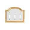 0470T-SWT-WHT-GP Sherle Wagner International Classical Ceramic Triple Switch Plate on White in Gold Plate metal finish