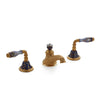 1029BSN819-60BL-WH-GP Sherle Wagner International Scalloped Ceramic Fluted Lever Faucet Set in Gold Plate metal finish in Chinoiserie Blue painted on White