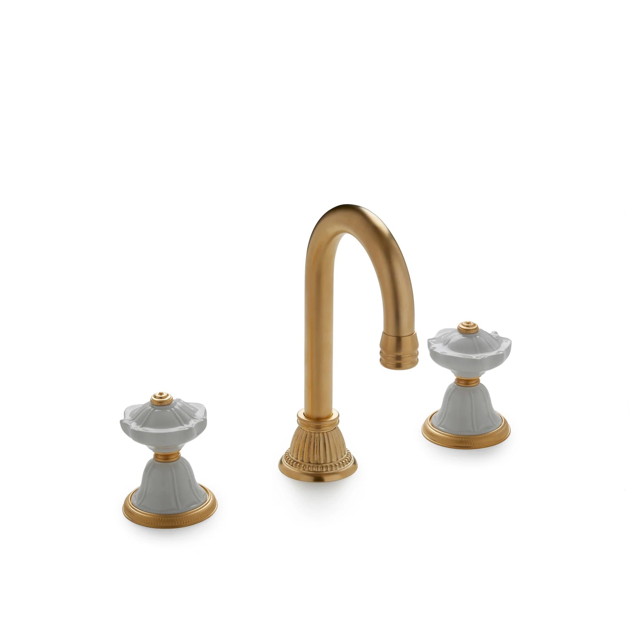 1097BAR800CL-03WH-GP Sherle Wagner International Scalloped Ceramic Knob Bar Set in Gold Plate metal finish with White Glaze inserts