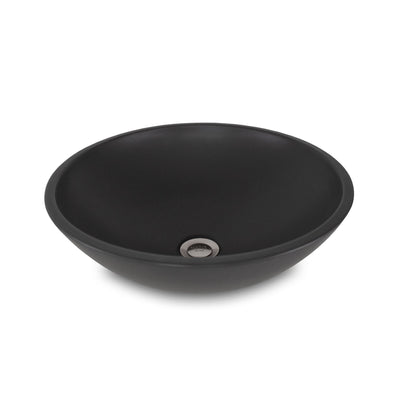 16RD-VSL-SBLK Sherle Wagner International Satin Black Glazed Round Ceramic Vessel Sink