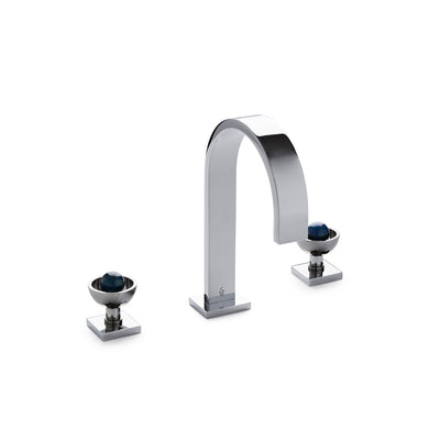 2106BSN101-LAPI-CP Sherle Wagner International Arbor with Saturn Knob Faucet Set with Semiprecious Lapis Lazuli inserts in Polished Chrome metal finish