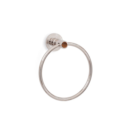 2160TR-BRTI-PN Sherle Wagner International Brown Tiger Eye insert Keystone Towel Ring in Polished Nickel metal finish
