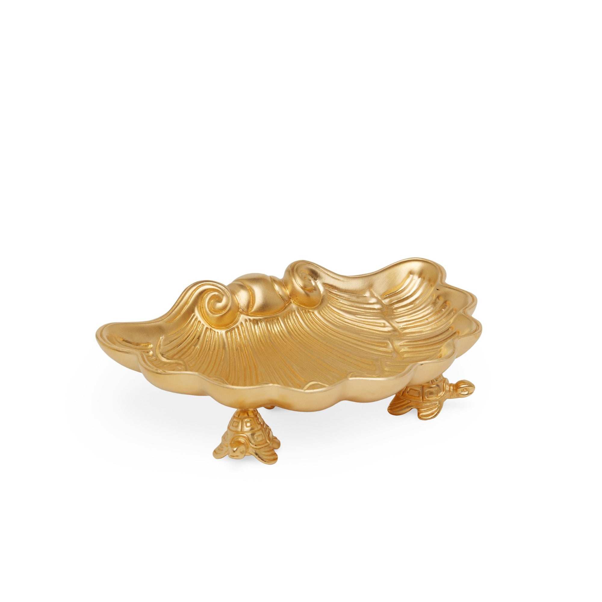 3326-GP Sherle Wagner International Shell with Turtle Feet Soap Dish in Gold Plate