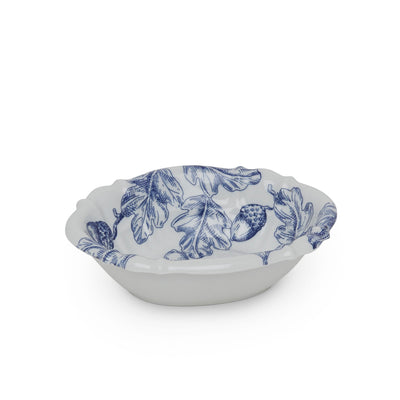 3362-99BL-WH Sherle Wagner International Ceramic Soap Dish with Acorn & Oakleaf Blue on White