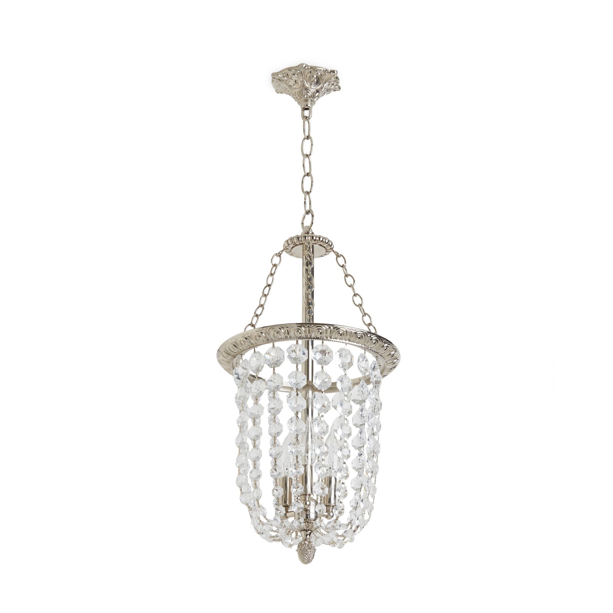 7131-PNDT-DRPD-PN Sherle Wagner International Egg & Dart Pendant Light with Draped Crystals in Gold plate metal finish