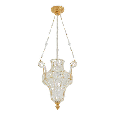 7138LX-GP Sherle Wagner International Crystal Pendant Chandelier with Louis XVI Canopy in Gold plate metal finish