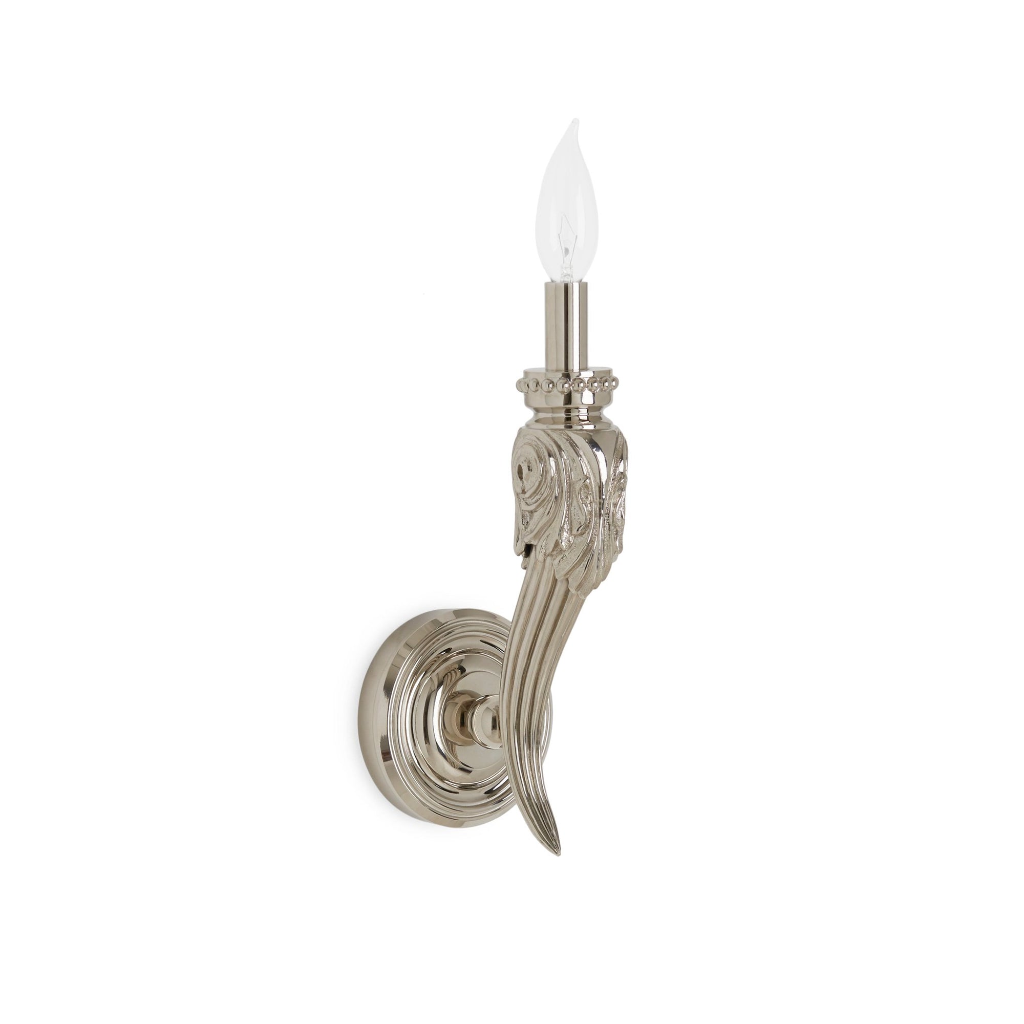 7232SC-1A-PN Sherle Wagner International Classical Horn Single Arm Sconce in Polished Nickel metal finish