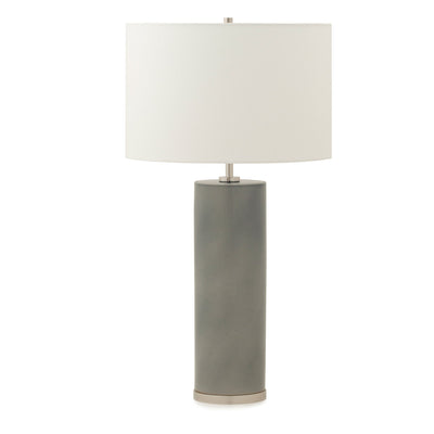 7300-BL02-PN Sherle Wagner International Silver Blue insert Cylindrical Tall Ceramic Table Lamp in Polished Nickel metal finish
