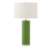 7300-GR02-PN Sherle Wagner International Leaf Green insert Cylindrical Tall Ceramic Table Lamp in Polished Nickel metal finish