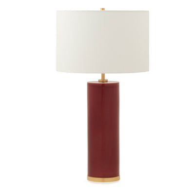 7300-RD02-GP Sherle Wagner International Merlot insert Cylindrical Tall Ceramic Table Lamp in Gold Plate metal finish