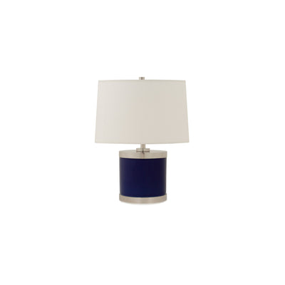 7301-BL04-PN Sherle Wagner International Royal Blue insert Mode Low Ceramic Table Lamp in Polished Nickel metal finish