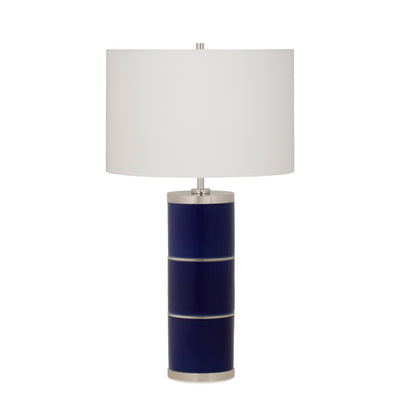 7303-BL04-PN Sherle Wagner International Royal Blue insert Mode 3-Tier Ceramic Table Lamp in Polished Nickel metal finish