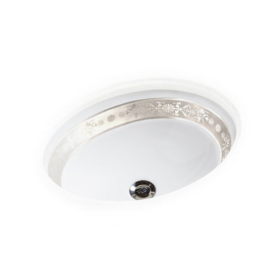UE14-9EN-HP-WH Sherle Wagner International Banded Polished Platinum Imperial on White Ceramic Under Edge Sink