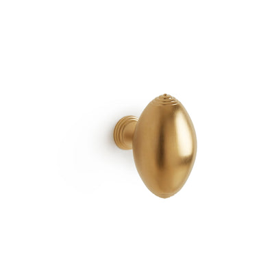 0016-17/8-GP Sherle Wagner International Grey Oval Cabinet & Drawer Knob in Gold Plate metal finish