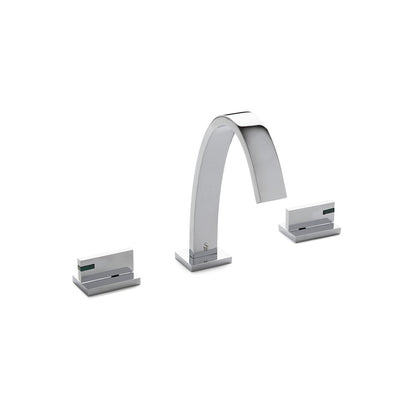 001BSN102-MALA-CP Sherle Wagner International Aqueduct Lever Faucet Set with Semiprecious Malachite inserts in Polished Chrome metal finish