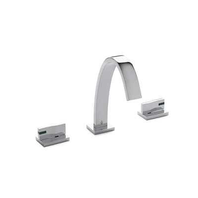 002BSN102-MALA-CP Sherle Wagner International Ripple Lever Faucet Set with Semiprecious Malachite inserts in Polished Chrome metal finish