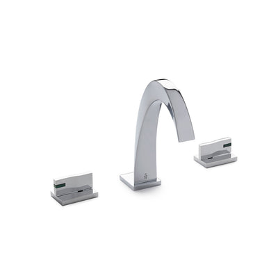 002BSN108-MALA-CP Sherle Wagner International Arco with Ripple Lever Faucet Set with Semiprecious Malachite inserts in Polished Chrome metal finish