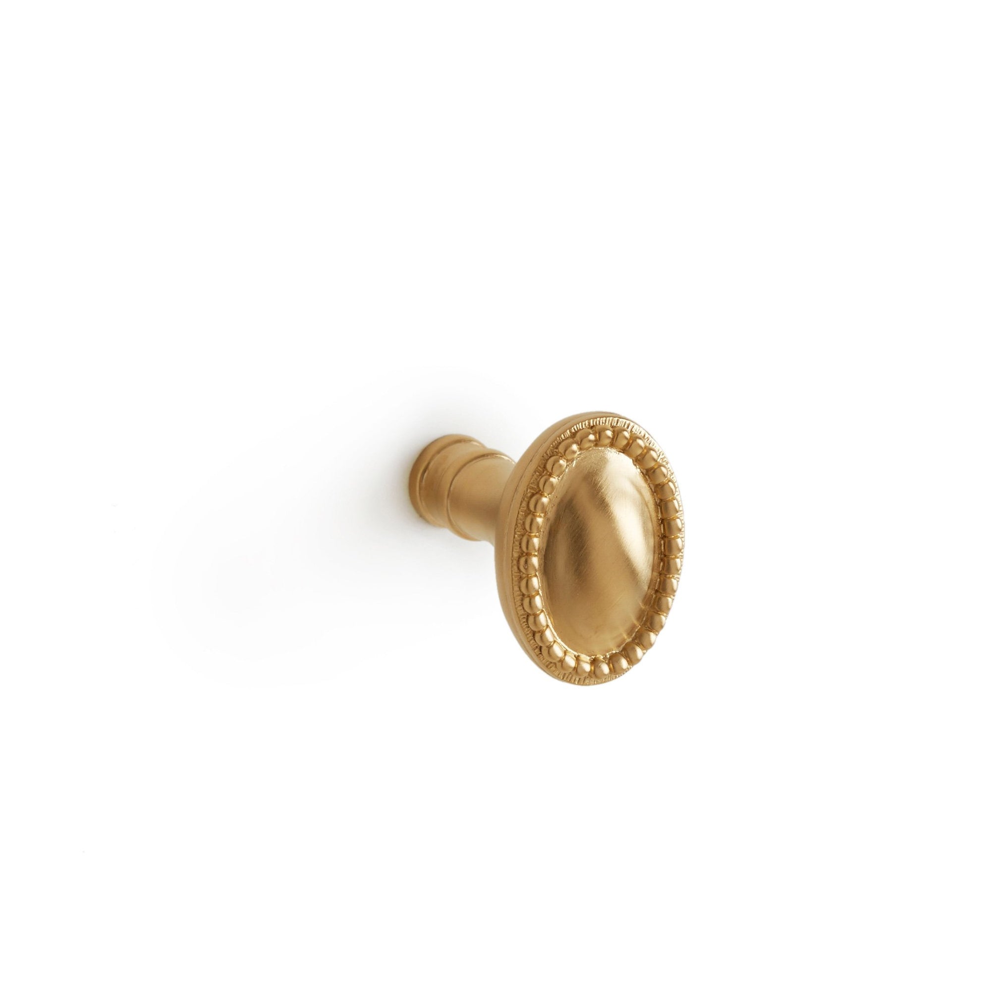 0049-13/8-GP Sherle Wagner International Oval Beaded Cabinet & Drawer Knob in Gold Plate metal finish