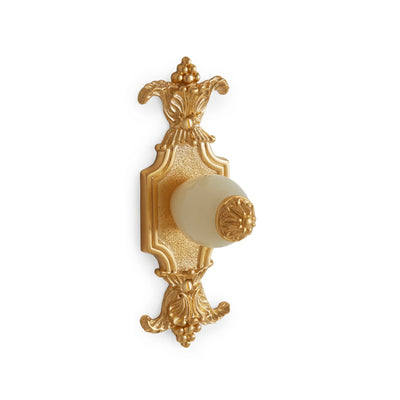 0060-HNOX-GP Sherle Wagner International Honey Onyx Insert Leaves Cabinet & Drawer Knob in Gold Plate metal finish