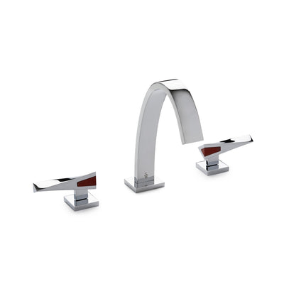 008BSN102-JASP-CP Sherle Wagner International Arco Lever Faucet Set with Semiprecious Jasper inserts in Polished Chrome metal finish