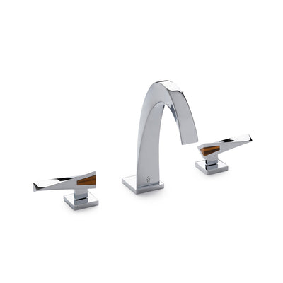 008BSN108-BRTI-CP Sherle Wagner International Arco with Arco Lever Faucet Set with Semiprecious Brown Tiger Eye inserts in Polished Chrome metal finish