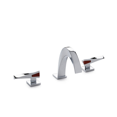 008BSN108-S-JASP-CP Sherle Wagner International Short Arco with Short Arco Lever Faucet Set with Semiprecious Jasper inserts in Polished Chrome metal finish