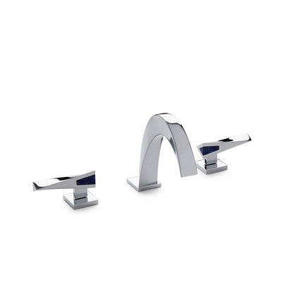 008BSN108-S-LAPI-CP Sherle Wagner International Short Arco with Short Arco Lever Faucet Set with Semiprecious Lapis Lazuli inserts in Polished Chrome metal finish