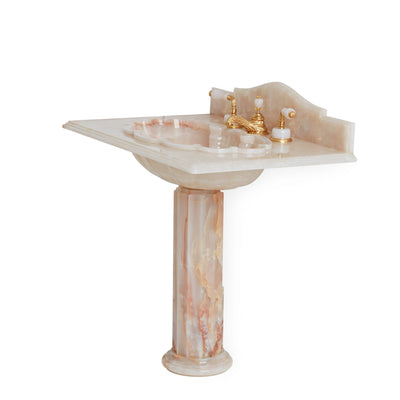 0211PED-PKOX Sherle Wagner International Pink Onyx Shell Counter Pedestal Side View