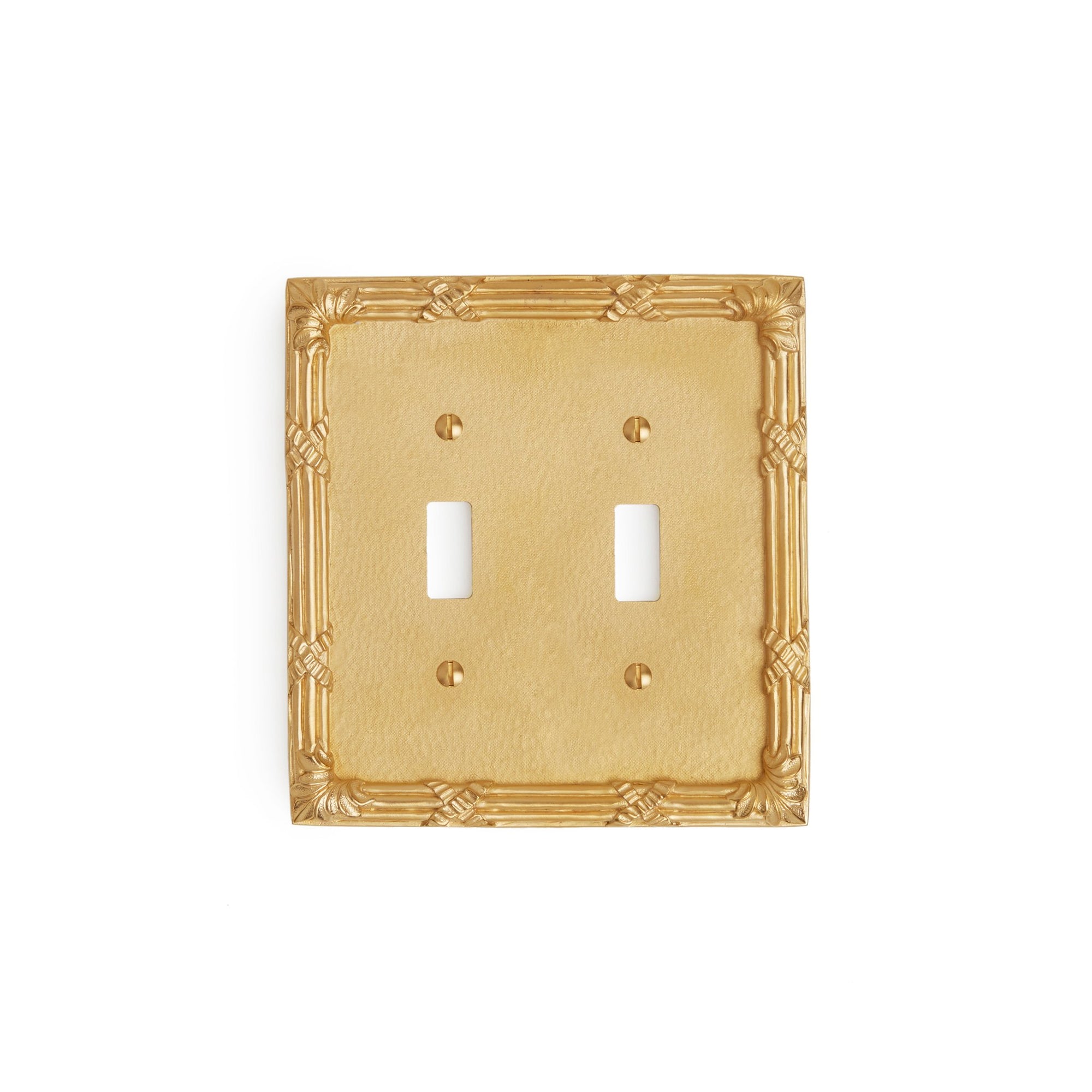 0460D-SWT-GP Sherle Wagner International Ribbon & Reed Double Switch Plate in Gold Plate metal finish