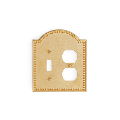 0464D-SWT-PLG-GP Sherle Wagner International Beaded Double Single Switch & Duplex Plug Plate in Gold Plate metal finish