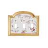 0470T-SWT-89GA-WH-GP Sherle Wagner International Classical Ceramic Triple Switch Plate Le Jardin Garnet on White in Gold Plate metal finish