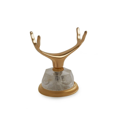 0849DKMT-RKCR-GP Sherle Wagner International Deck Mount Cradle in Gold Plate metal finish with Rock Crystal inserts