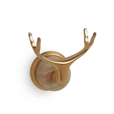 0849WLMT-HNOX-GP Sherle Wagner International Wall Mount Cradle in Gold Plate metal finish with Honey Onyx inserts