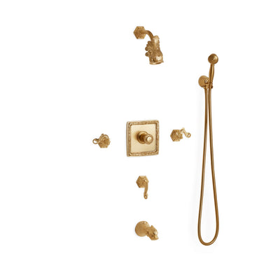 Sherle Wagner International Dolphin High Flow Thermostatic Shower and Tub System in Gold Plate metal finish
