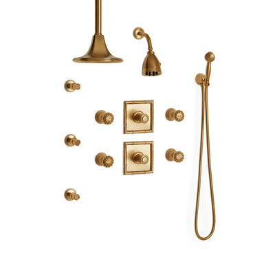 Sherle Wagner International Melon High Flow Thermostatic Shower System in Gold Plate metal finish