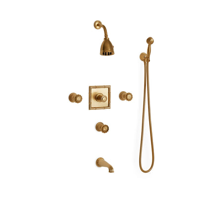 Sherle Wagner International Melon High Flow Thermostatic Shower and Tub System in Gold Plate metal finish