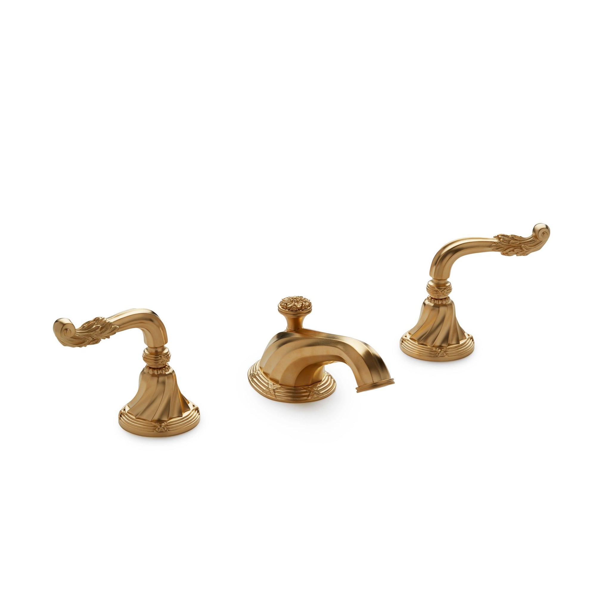 0912BSN-GP Sherle Wagner International Ribbon & Reed Lever Faucet Set in Gold Plate metal finish