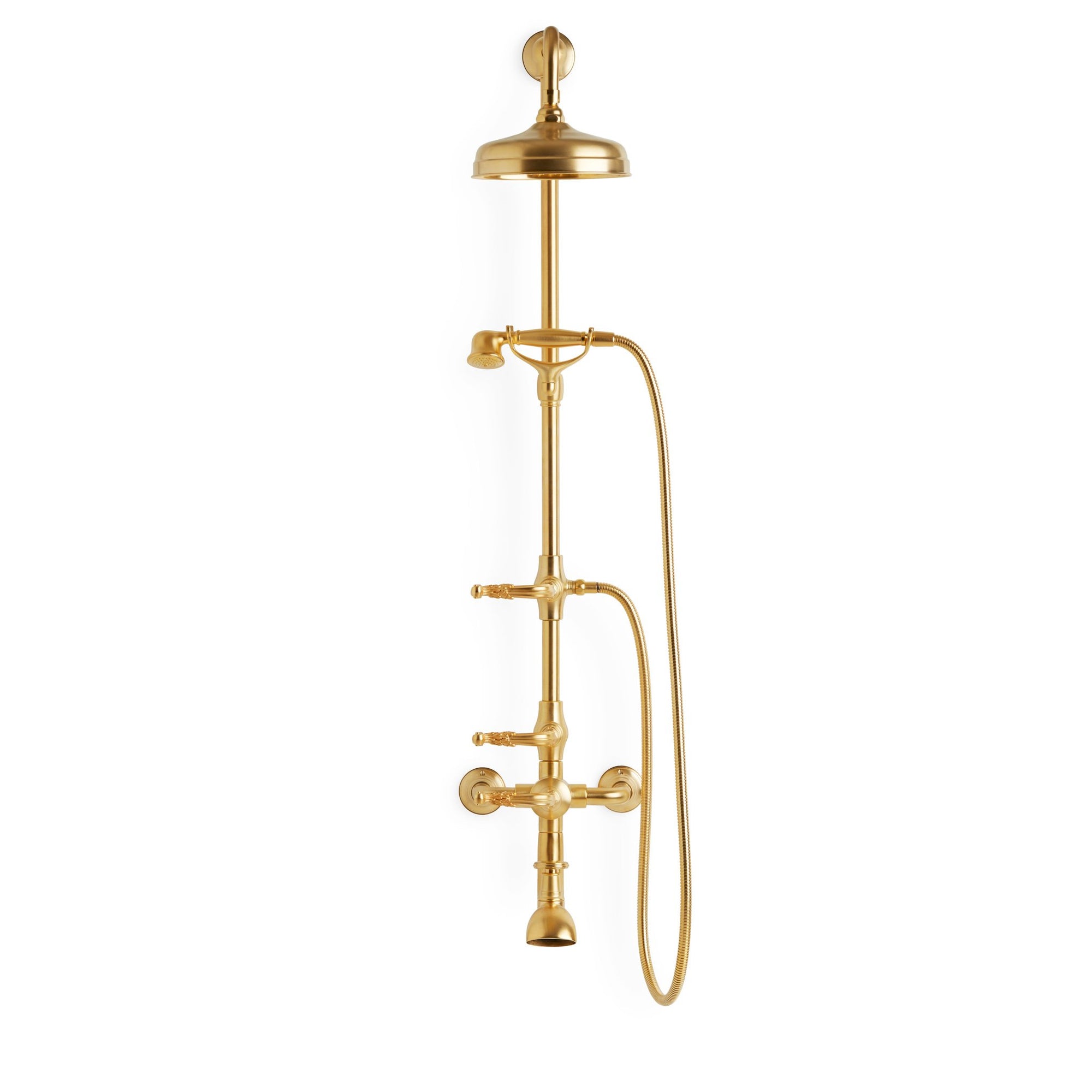 0912XSHR-GP Sherle Wagner International Ribbon & Reed Lever Exposed Shower Set in Gold Plate metal finish