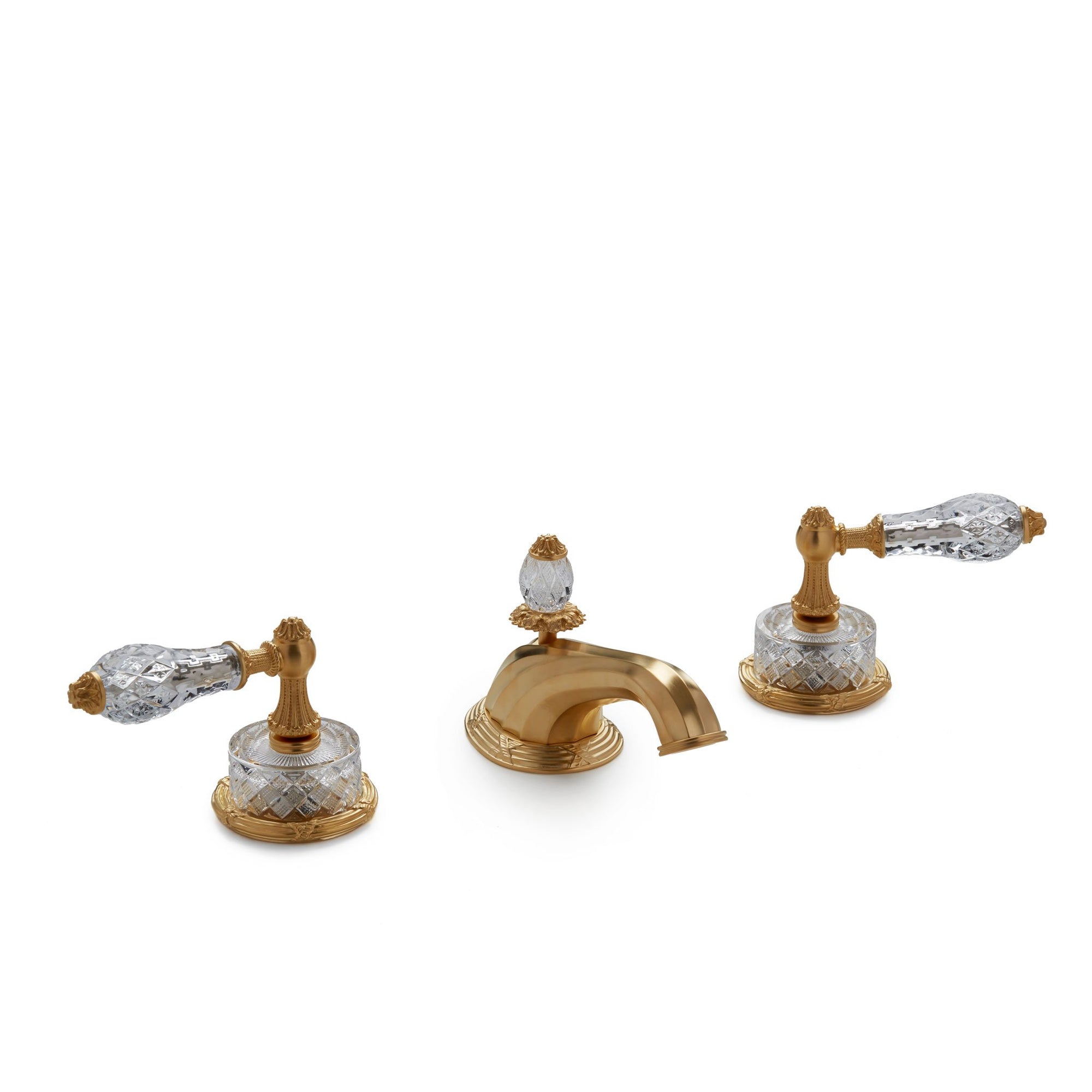 0914BSN-GP Sherle Wagner International Cut Crystal Empire Lever Faucet Set in Gold Plate metal finish
