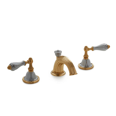 0914BSN813-24PL-WH-GP Sherle Wagner International Provence Ceramic Empire Lever Faucet Set in Gold Plate metal finish in Platinum Accents painted on White