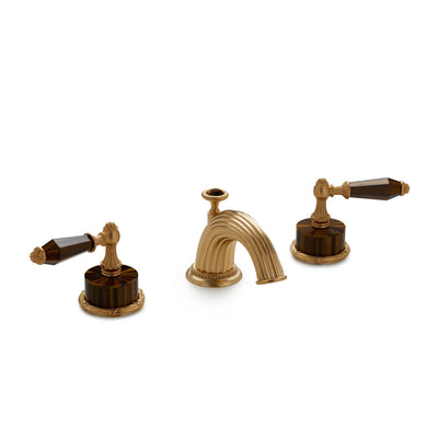 0914BSN813-BRTI-GP Sherle Wagner International Semiprecious Empire Lever Faucet Set in Gold Plate metal finish with Brown Tiger Eye Semiprecious inserts