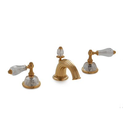 0914BSN813-RKCR-GP Sherle Wagner International Semiprecious Empire Lever Faucet Set in Gold Plate metal finish with Rock Crystal inserts