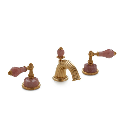 0914BSN813-RSQU-GP Sherle Wagner International Semiprecious Empire Lever Faucet Set in Gold Plate metal finish with Rose Quartz inserts