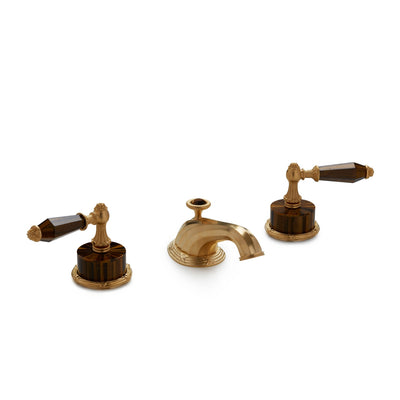 0914BSN818-BRTI-GP Sherle Wagner International Semiprecious Empire Lever Faucet Set in Gold Plate metal finish with Brown Tiger Eye Semiprecious inserts