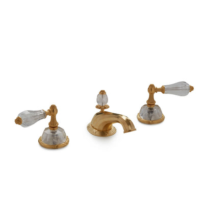 0914BSN818-RKCR-GP Sherle Wagner International Semiprecious Empire Lever Faucet Set in Gold Plate metal finish with Rock Crystal inserts